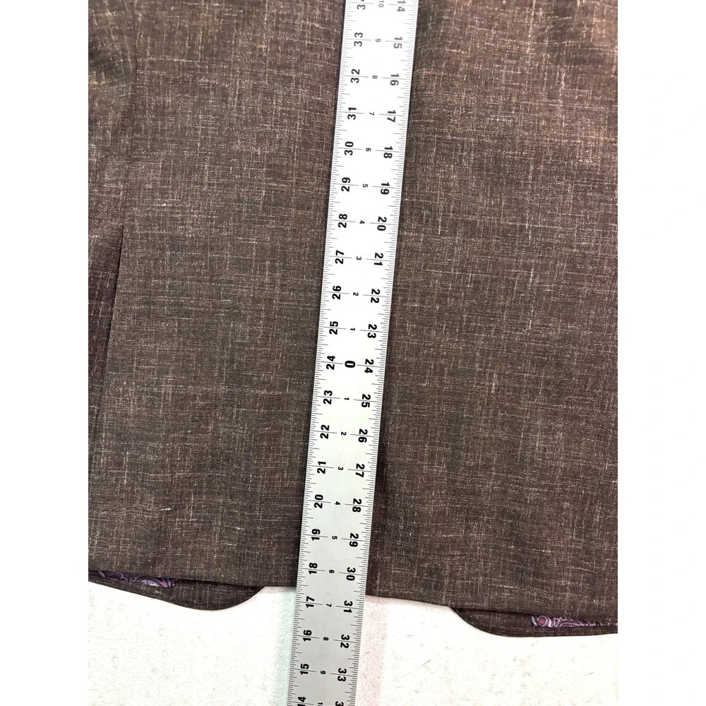 J Hilburn 43R 38x30 Brown Chambray Italian Fabric Wool Vitale Barberis Canonico‎